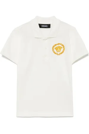 VERSACE Playera tipo polo con logo bordado