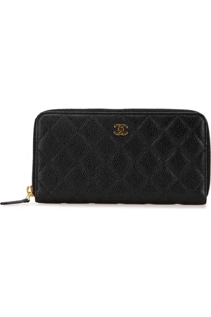 CHANEL Cartera CC Quilted Caviar Zip Around Wallet 2015-2016