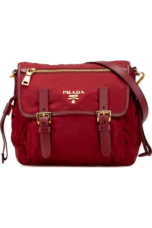 Prada Bolsa crossbody Saffiano Trimmed Tessuto Zip Double Buckle Messenger Bag 2010-2024