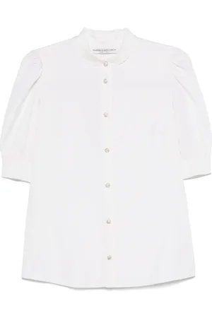 Alessandra Rich Camisa de seda con cuello bordado