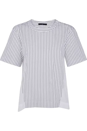 High Blusa con rayas estampadas