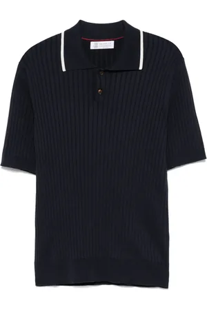 Brunello Cucinelli Playera tipo polo tejida de canalé