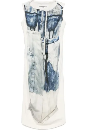 RUNDHOLZ Vestido corto con estampado de mezclilla