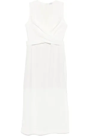 Brunello Cucinelli Vestido midi con diseño cruzado