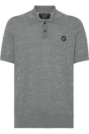 Philipp Plein Playera tipo polo con monograma en jacquard