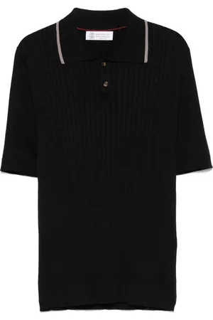 Brunello Cucinelli Playera tipo polo tejida de canalé