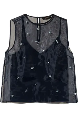 Twin-Set Top de organza bordado