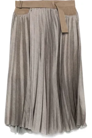 SACAI Falda midi con paneles de mezclilla