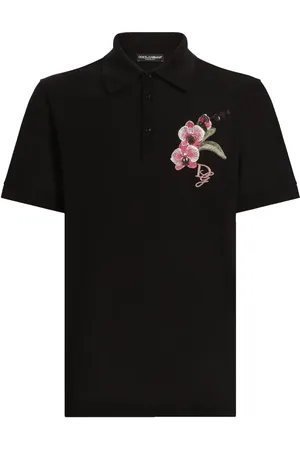 Dolce & Gabbana Playera tipo polo con orquídea bordada