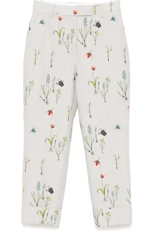 Thom Browne Botanical-flower-printed high-waisted trousers