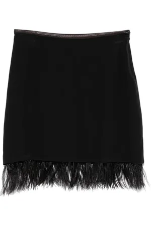 Helmut Lang Falda corta con ribete de plumas 2000