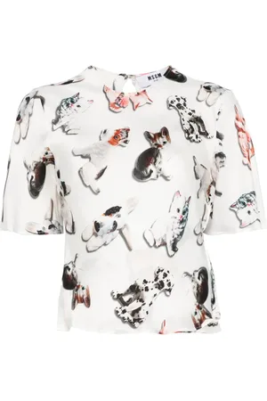 Msgm Blusa con perro estampado