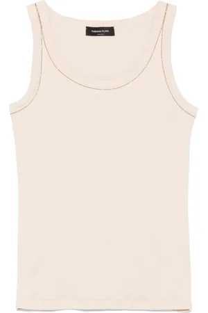 Fabiana Filippi Camiseta con ribete de mostacillas