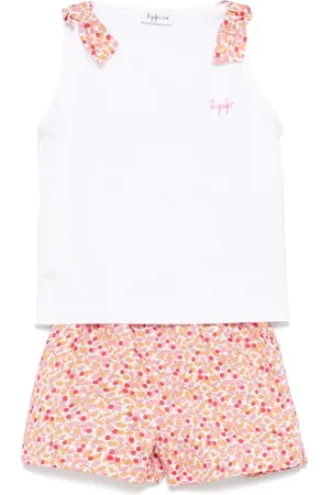 Il gufo Set de shorts con hojas estampadas