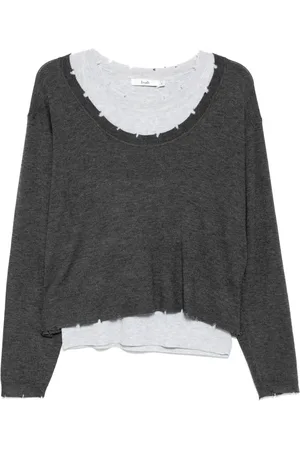 B+AB Top tejido a capas con bordes sin rematar
