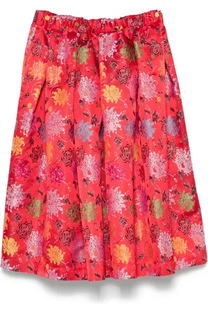 Comme des Garçons Falda midi con motivo floral en jacquard