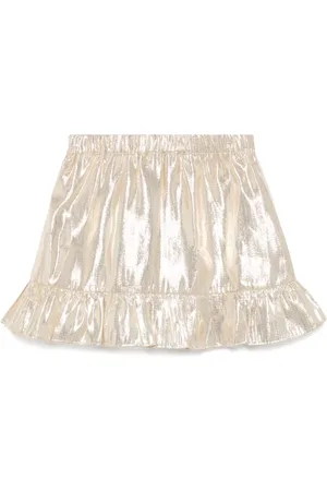 Self-Portrait Falda Gold Metallic Frill