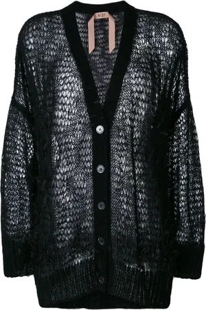 Nº21 Oversize open-knit feather cardigan