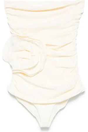 MAGDA BUTRYM Traje de baño strapless con aplique floral