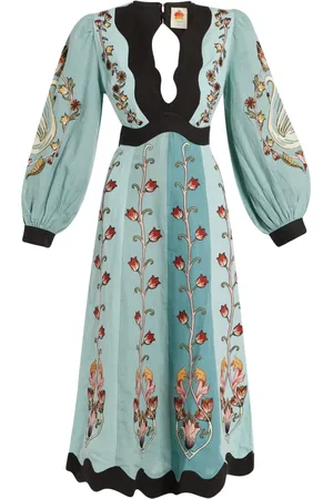 Farm Rio Vestido midi bordado