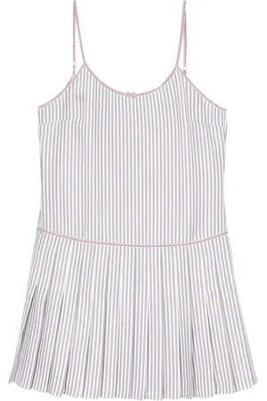 Thom Browne Vestido corto con motivo de rayas y pliegues