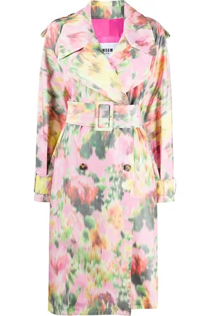 Msgm Abrigo con estampado floral y doble botonadura