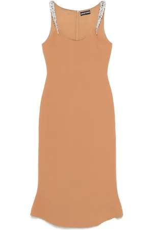 DAVID KOMA Vestido midi con detalles de cristal