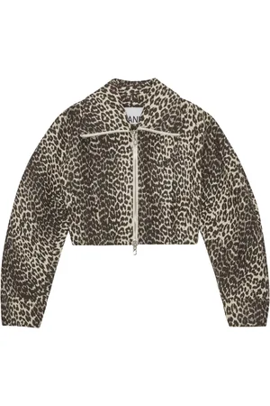 Ganni Chamarra con estampado de leopardo