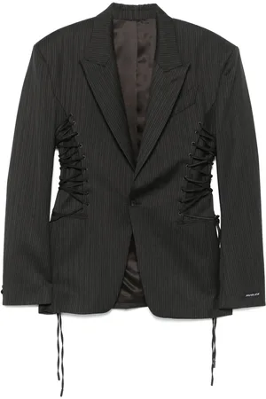 MUGLER Blazer con agujetas y rayas diplomáticas estampadas