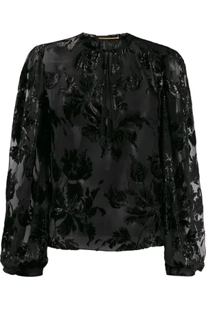 Saint Laurent Shiny floral-embroidered blouse