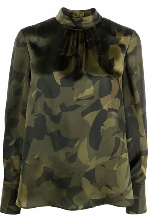 Aspesi Blusa de seda con estampado militar