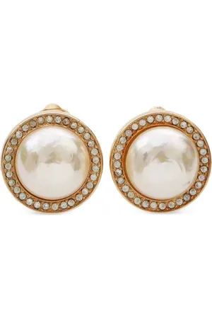 Dior Aretes de clip con perla artificial 2000