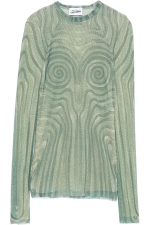 Jean Paul Gaultier Top de malla con estampado de espiral