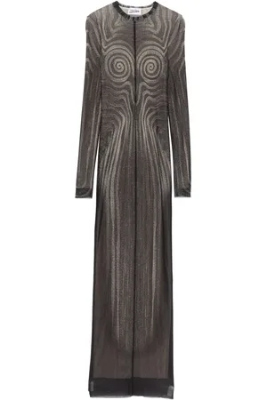 Jean Paul Gaultier Vestido largo de malla con estampado de espiral
