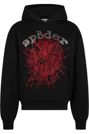 Sp5der Hoodie Rhinestone OG Web V2 "Black"