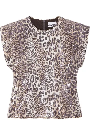 Ganni Blusa con estampado de leopardo