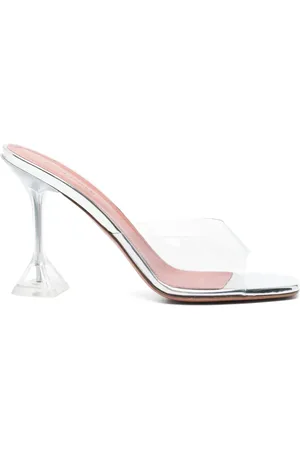 Amina Muaddi Mules Lupita Glass con tacón de 105mm