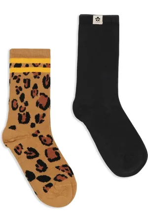 Mini Rodini Set de dos pares de calcetines con estampado de leopardo