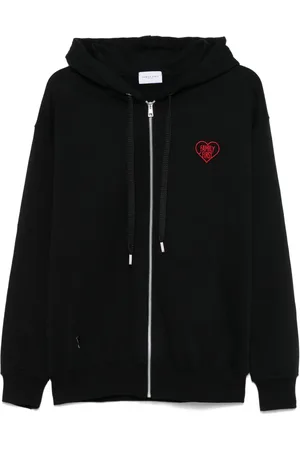 Family First Hoodie con cierre y motivo de corazón