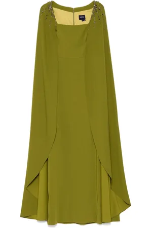 Marchesa Notte Vestido de fiesta estilo capa con detalles