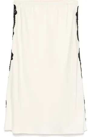 Jil Sander Falda midi con ribete de encaje