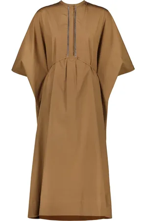 YVES SALOMON Vestido estilo caftán con motivo de amapolas