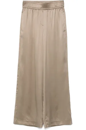 Brunello Cucinelli Pantalones anchos con efecto satinado
