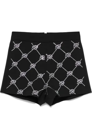 MISS BLUMARINE Shorts con logo de strass