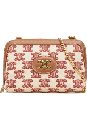 Céline 2020 Triomphe Embroidered Canvas Clutch On Chain crossbody bag