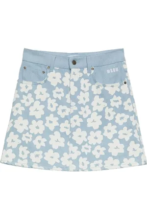 Msgm Falda de mezclilla con estampado floral