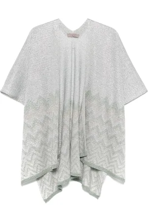 D.EXTERIOR Poncho de tejido chevron