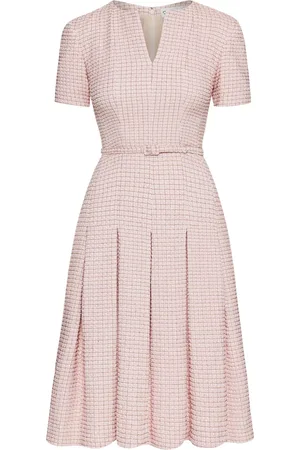 Oscar de la Renta Vestido midi de tweed con cuadros estampados