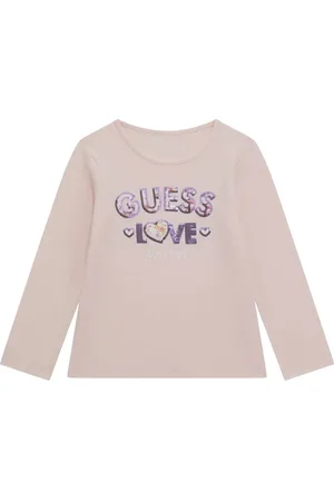 Guess Playera de algodón con logo de lentejuelas