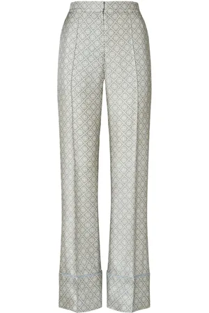 Tory Burch Pantalones de seda con monograma T estampado